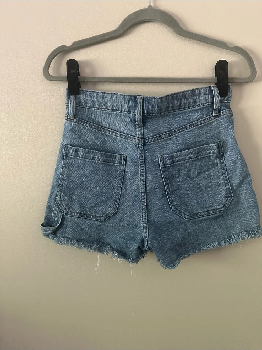 wild fable Light Blue Denim High-Waist Frayed Hem Shorts